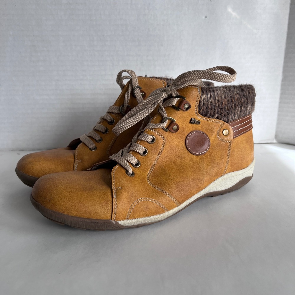 Spring Step Clifton-MST Mustard Yellow Knit Collar Ankle Boots EU 41 US 9.5-10
